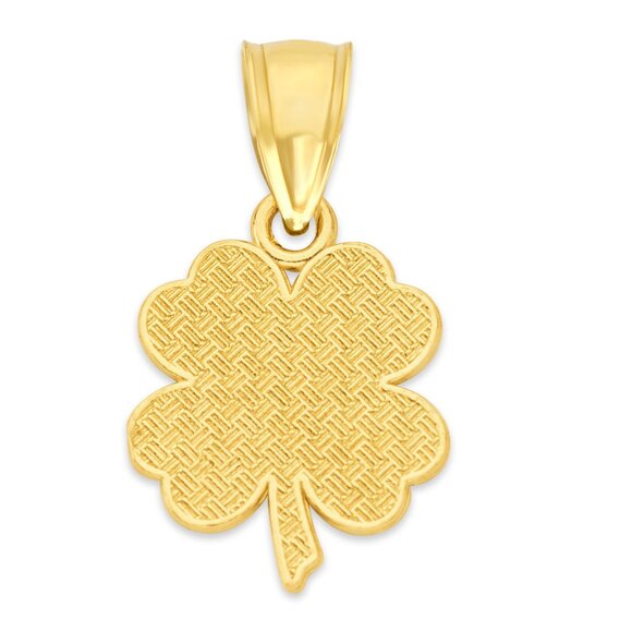Solid 14k Gold Clover Pendant - Good Luck Jewelry Gifts for Her - Picture 3 of 5